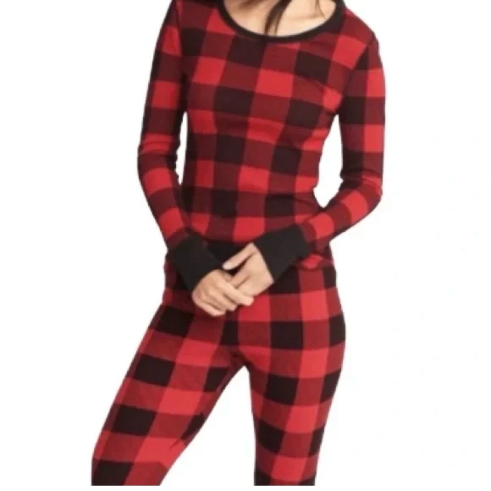 Old Navy Red and Black Buffalo Plaid Waffle Shirt